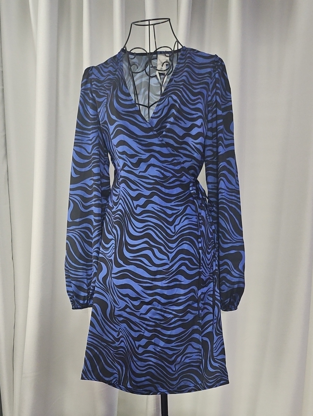 Y.A.S Blue Zebra-Print Wrap Dress